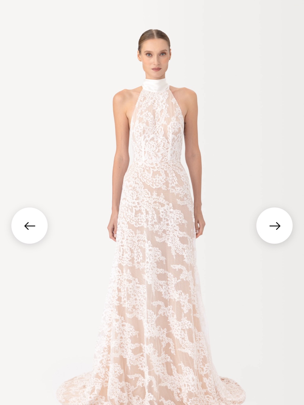 High-Neck White Lace Column Bridal Gown — image 4 of 5